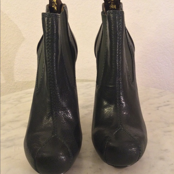 L.A.M.B Black Leather Ankle Platform Booties. Round Toe Wm Sz 7 M - Picture 10 of 15
